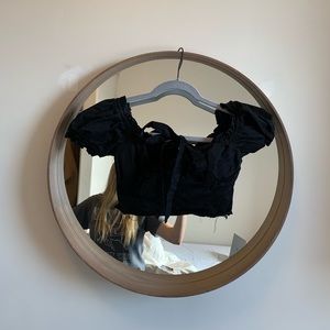 black crop peasant top